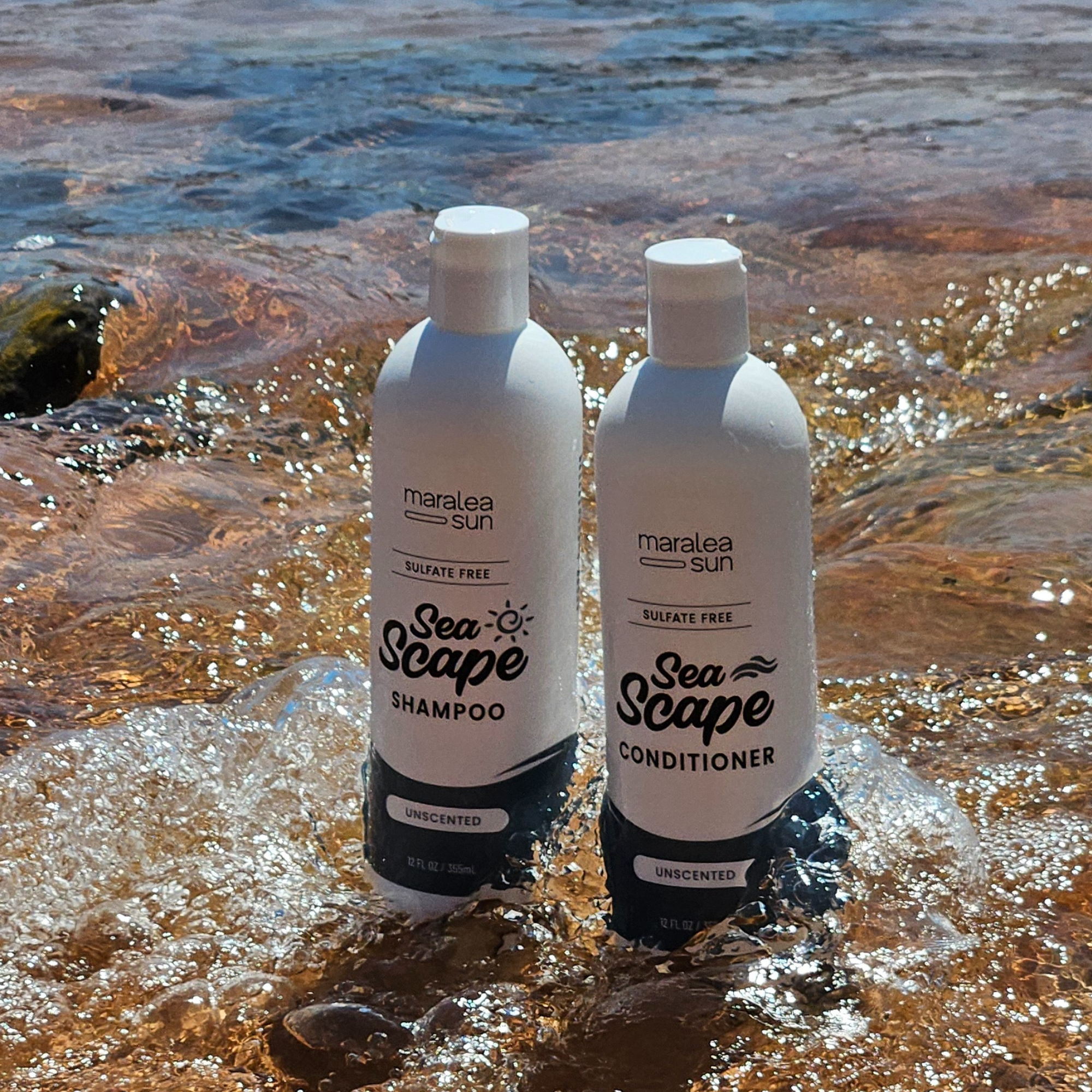 Maralea Sun Sea Scape Unscented Shampoo and Conditioner Set - fragrance-free sulfate-free frizz control